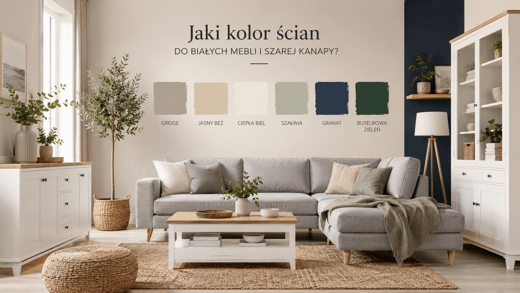 Jaki kolor ścian do białych mebli i szarej kanapy wybrać?
